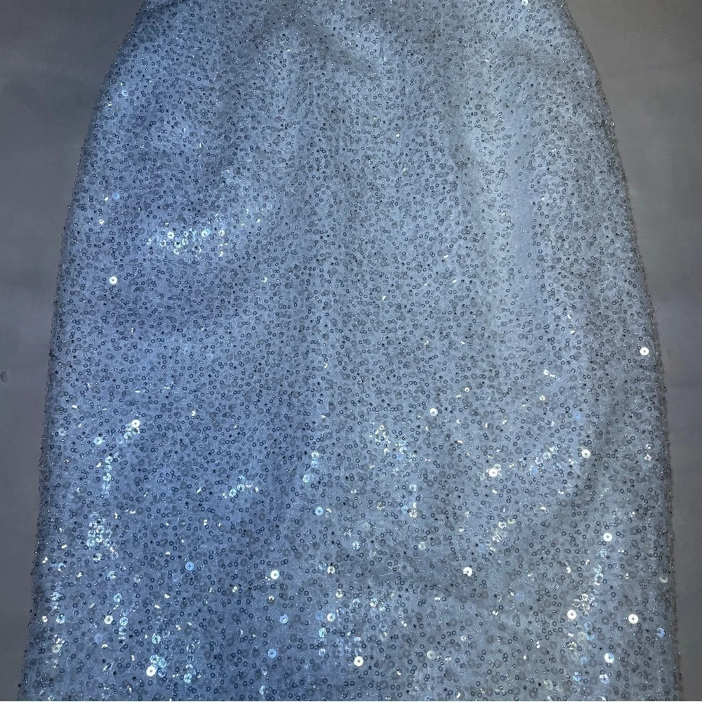 NEW! Nadine Merabi- White Katie Dress Midi Strapless Sequin Size Small NO BELT - Picture 5 of 10